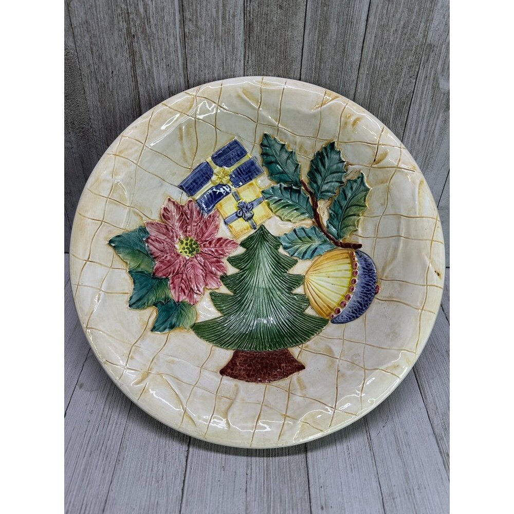 Vintage San Marco Italy Ceramic Holiday Christmas Serving Bowl11.75" Diameter